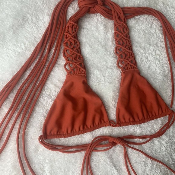 MIKOH Waipahu Triangle Multi String Bikini Swim Top Red Small NWOT - Picture 12 of 12